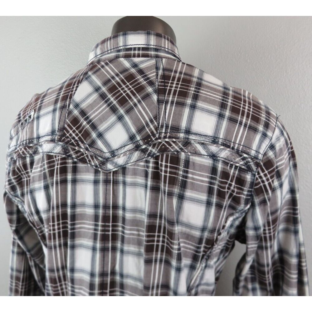 Mens Buckle Black BKE Plaid Size XL Slim Long Sleeve Button‎ Front Snap Buttons - Picture 6 of 14